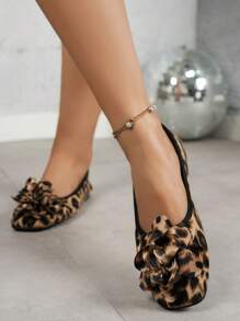 Palas planas cómodas y ligeras para mujer, decoración floral con estampado de Leopard, elegante para la escuela, la oficina, el hogar, todas las estaciones, cómodas, casuales, palas sexys para vacaciones con lazo sexy