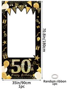 2 pezzi Cornice fotografica di lusso nera e dorata per compleanno, con opzioni di età (18/30/40/50/60), decorazione scintillante per festa, sfondo popolare su , disponibile in dimensioni piccole e grandi, accessori e forniture per foto di feste di compleanno per adulti