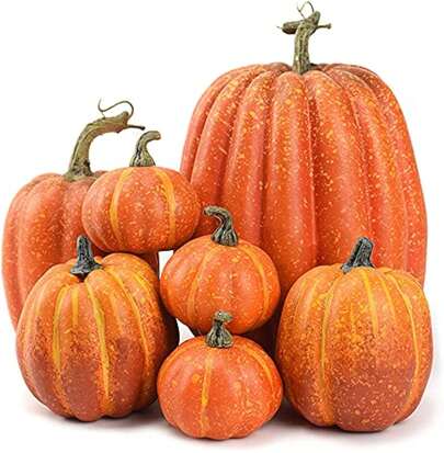 7 Pieces Artificial Pumpkins, Fall Decorations, White Pumpkins, Perfect For Thanksgiving, Fall Harvest, Halloween, Christmas