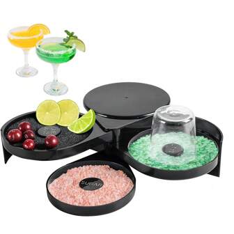 带海绵和边缘支架的三层 ABS 酒吧玻璃杯边缘 - 专业盐/糖容器，适用于玛格丽塔、鸡尾酒、血腥玛丽、餐厅/酒吧/家庭使用
