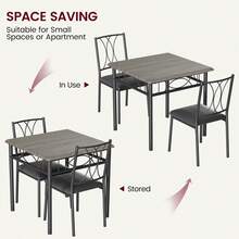 Techigher Dining Table Set For 2 With Upholstered Chairs Kitchen Small Table And Chairs Set Of 2 Square Dinette Set 3 Piece Kitchen & Dining Room Sets For Small Space Apartment Home Office - Grey Cushioned Seat - View 4