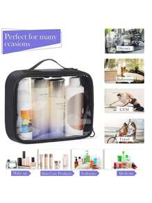 Sac de maquillage transparent avec fermeture éclair, sac cosmétique en PVC transparent, organisateur de voyage portable et imperméable