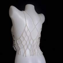 1件甜美女孩时尚仿珍珠吊带简约少女短款上衣 - 白色 - 查看 7