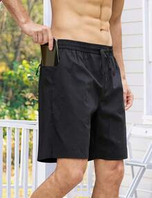 Mens Swim Trunks With Compression Liner 2 In 1 Board Shorts Inch Quick Dry Swimming Shorts With Zipper PocketsA Valentine's Day OW6D - Xanh đậm - Xem 3