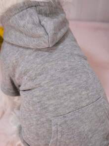宠物连帽衫，纯色小狗连帽外套 - 灰色 - 查看 4