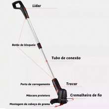 Aparador de Grama Elétrica a Bateria 21V com 2 Baterias e Kit de Lâminas Jardim FJS - Verde - Visão 9