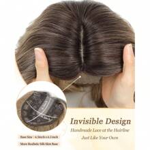 Topper de cabello, topper de cabello sintético de 16 pulgadas con ondas y color negro natural para mujeres con cabello ralo, con flequillo, para añadir volumen natural al cabello - Multicolor - Ver 5