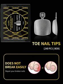 240 pièces de faux ongles d'orteil transparents et givrés, embouts d'ongles acryliques couvrant complètement, accessoires de pédicure DIY, forme prédéfinie pour une application facile, finition de salon pour la décoration des ongles - Transparent - Voir 5