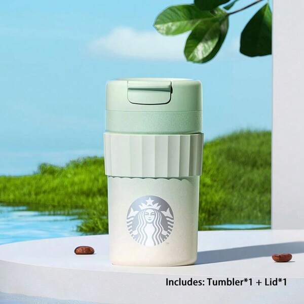 Starbucks Green Gradient Travel Mug 470ml Diamond Cut Mouth 304 Stainless Steel Dual Mode For Heat Preservation And Cold Preservation Wide Mouth Easy To Clean Suitable For Office/Home/Camping