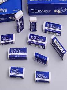 4pcs 2B Pencil Erasers, Rectangular Erasers For Writing, Office & Student Supplies, Back To School Gifts, School Stationery, Student Stationery - White - View 1