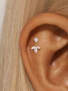 1 buc cercei din argint sterlin 925 cu model stea și lună pentru femei, cu spate plat, Helix, cartilaj, cadou pentru sezonul școlar, pentru petrecerea ei de nuntă, bijuterii fine