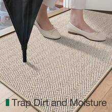 Ultra Thin Indoor Door Mat For Entrance ,Non Slip Entryway Mat, Low Profile Doormat, Unique Herringbone Design Carpet For Inside, Patio, Porch, Hoom Decor - Màu be - Xem 4
