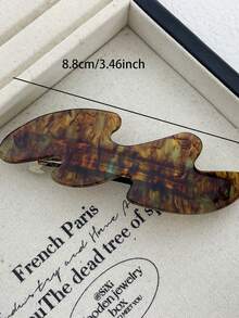 1 件女士波浪图案醋酸纤维发夹，简单百搭刘海夹，弹簧夹，适合工作通勤/旅行/派对/美容/餐饮/活动扎头发，花卉印花波西米亚风 ABS 塑料（ABS 树脂）发饰，爪夹，发夹，发夹，发夹，发夹，花朵发饰