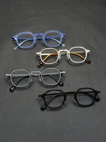 1pc Retro Luxury Metal Patchwork Handmade Eyeglasses Frame, Computer Radiation Blocking, Non-Prescription Glasses Suitable For Daily Wear