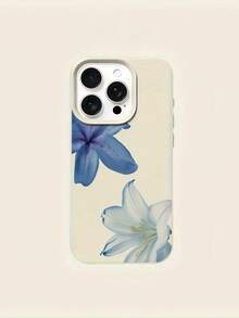 花朵图案 1 件装 蓝白花卉图案 高品质 TPU 全包防震手机壳 兼容苹果 16、15、14、13、12、11 Pro Max 防水防摔防刮花，国际版，非国内版 - 彩色 - 查看 3
