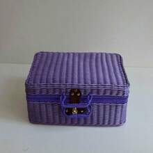 Retro PP Rattan Baskets Picnic Storage Basket Wicker Suitcase With Hand Gift Box Woven Cosmetic Storage Box Organization Storage - Multicolor - View 7