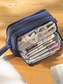 1 Pc Large Capacity Pencil Case Multifunction Student Pencil Cases Portable Big Pen Bag Case Storage Box Pen Case Gift Office School Stationery Supplies Creative Stationery Travel Bag Back To School Gifts For Boys&Girls - Multicolor - View 4