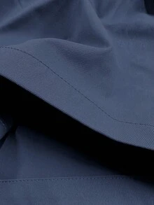 男士休闲工装七分裤，抽绳腰带，大翻盖口袋，贴袋，适合春秋季户外穿着 - 藍色 - 查看 6