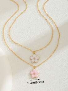 1 件优雅五瓣花吊坠项链，适合女士，适合派对、约会、海滩、度假和日常佩戴 - 彩色 - 查看 3