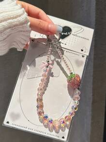 1 pieza Cordón de cristal de fresa con estilo coreano, adecuado para accesorios de decoración de teléfono, earphone, bolso