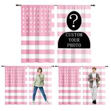 2片装定制窗帘，DIY定制窗帘，适用于家居装饰、婚礼礼物、生日礼物、周年纪念礼物、宠物、名人印花窗帘、家居窗户装饰、美国国旗背景人物定制装饰窗帘 - 彩色 - 查看 1