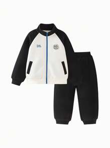 mini bala Artist Collab 女童夹克 + 裤子套装 2025 拼色款