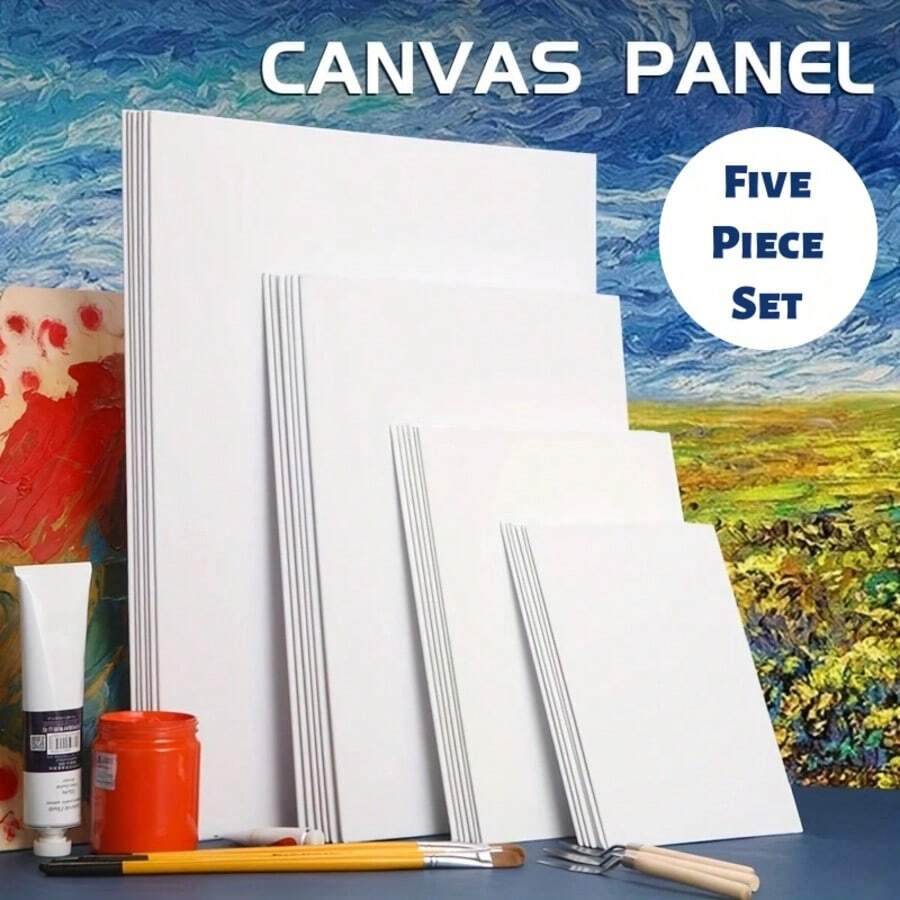 3 件、4 件、5 件多尺寸画框，纯棉帆布木制画框，坚固耐用的木制画框，工艺精湛，适合油画、丙烯画、水彩画和水粉画，色彩鲜艳持久，满足多样化的创作需求，艺术画板 - 实木框架，坚固耐用，适合初学者和专业人士，初学者美术用品 | 空白画布板 | 光滑纹理，返校，学校用品