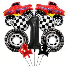 9pcs 40inch Black Large Digital Balloon Package Pickup Truck Racing Car Birthday Themed Balloon Scene Decoration