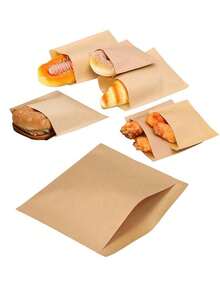 100个装牛皮纸防油纸袋，防油羊皮纸三明治袋，食品包装袋，自封袋，包装袋 - 食品安全，一次性包装袋，适用于熟食店、面包店、野餐、烧烤和办公室使用，让外卖更方便！返校季 - 彩色 - 查看 2