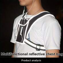 سترة عاكسة قابلة للتعديل للركض مع حامل هاتف، جيب لزجاجة المياه، وجاك سماعات - تصميم عالي الرؤية مع حزام الكتف، مناسبة للجري والدراجات الهوائية