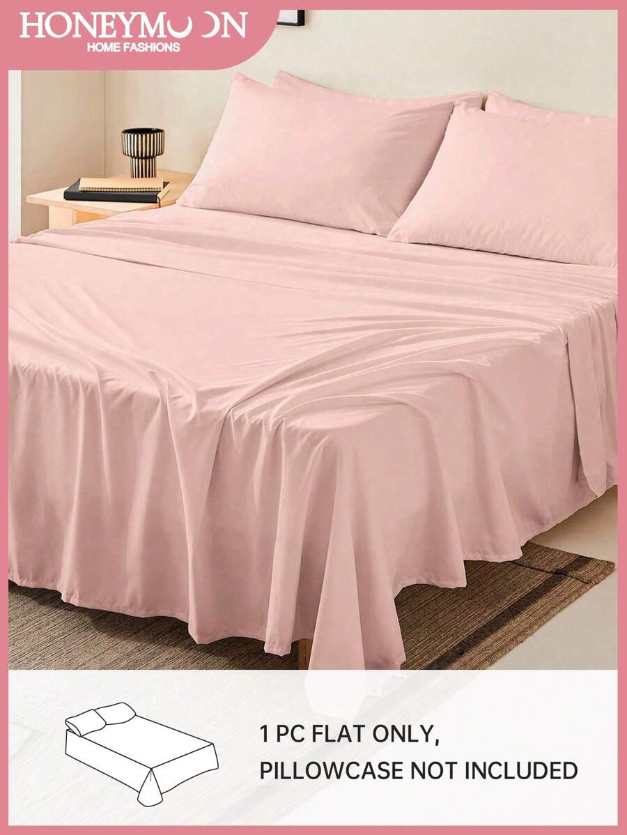 1pc Supersoft Plain Flat Sheet, Lightweight Cloud-Like Feel Bedding, Deep Pocket Bed Sheet, Soft And Breathable, For All Size Bed -Twin, Full, King, Queen Size Sheet. For Home Bedding And School Bedding Dorm Essentials, Light Pink - Baby Pink - View 1