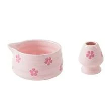 2 件套日式抹茶套装，可爱樱花图案抹茶碗（带壶嘴）和抹茶搅拌器架套装，手工日式抹茶茶筅仪式套装，适用于传统抹茶、现代拿铁和茶道 - 彩色 - 查看 14