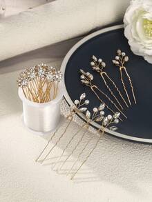 18 件套新娘银色水钻婚礼发夹，适合新娘伴娘女士婚礼发饰