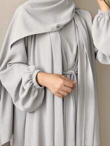 1 Set Sleeveless Undershirt + Open Abaya, Made Of Skin-Friendly Crinkle Chiffon Fabric, Breathable, Suitable For Muslim Women's Daily Wear, Can Be Used In Spring, Summer And Autumn - Multicolor - View 27