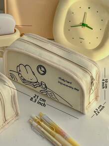 1 pieza Estuche de lápices de gran capacidad, su diseño de entrepiso proporciona suficiente espacio para guardar cómodamente toda la papelería, bolsa de estuche de lápiz con cremallera, papelerarr, Backcil P, bolso escolar