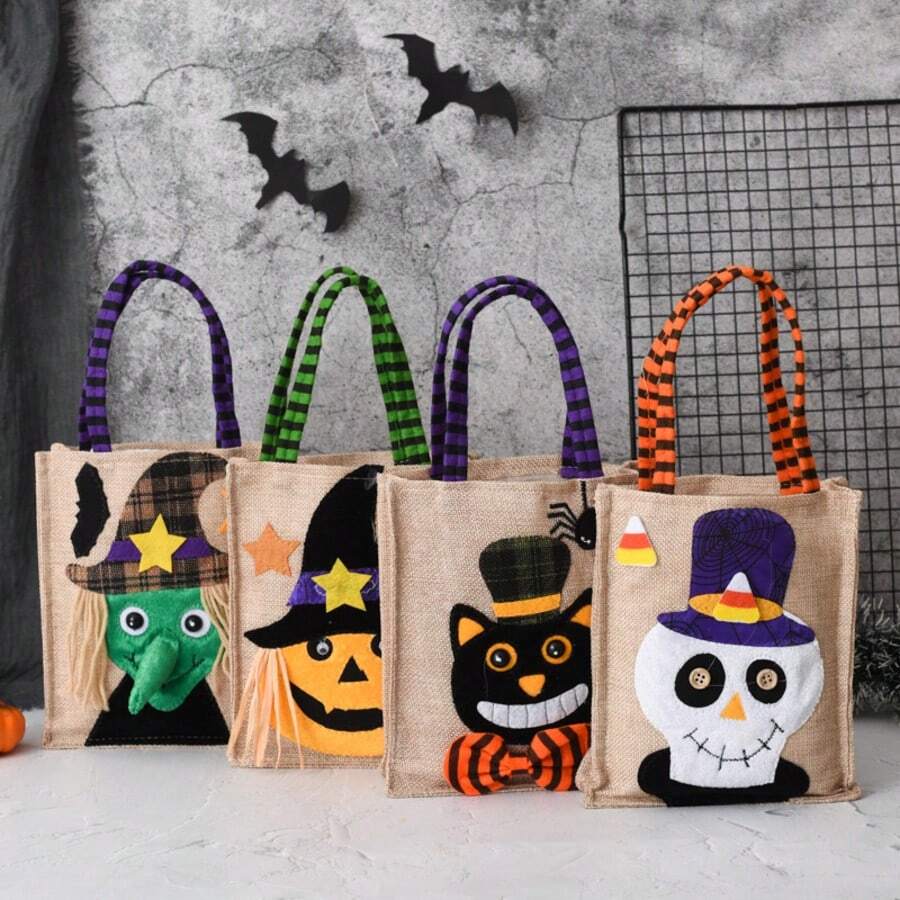 1pc New Halloween Gift Non-Woven Fabric Handbag, Candy Bag, Ghost Festival Pumpkin Bag, Accessory Prop Gift Bag. This Handbag Adopts A Portable Design And Is Equipped With A Comfortable Handle For Easy Carrying At Any Time. Whether You Are Attending A Party Or Outdoor Activities, You Can Easily Carry This Handbag,