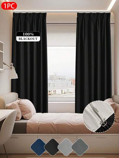 1 pieza Cortina opaca, unicolor con forro aislante, diseño de ganchos en la Top, aislamiento térmico y oscurecimiento, adecuado para sala de estar, dormitorio, balcón, etc.