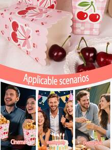 6 hộp đựng bỏng ngô chủ đề anh đào, kích thước 11,5x7x5,5cm, phong cách ngọt ngào và tươi mát/hộp đựng kẹo/hộp đựng đồ/hộp đựng bỏng ngô, thích hợp cho sinh nhật/tiệc tùng/lễ hội/mùa tựu trường/đám cưới. - Anh đào A - Xem 9