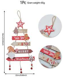 1个木质圣诞标牌，适合悬挂在圣诞树上，也可用于圣诞派对、前门、墙壁、房间装饰、冬季圣诞装饰和圣诞礼物。 - 聖誕掛木牌01-聖誕樹 - 查看 2