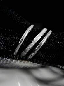 3 piezas Set de anillos brazalete minimalistas mate chapados en oro de 18K de acero inoxidable para mujeres, joyería simple y apilable, impermeable para uso diario