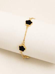1pc Metal Hollow Punk Gothic Flower Geometric Quatrefoil Simple Back To School Halloween Party Chic Anklet