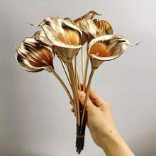 1 Flor de Cala Dorada de Alta Gama Simulada de Plástico - Nuevo Color | Gran Atmósfera, Excelente para Sala de Estar del Hogar | Dormitorio, Oficina y Accesorios de Fotografía de Bodas