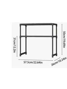 Estante para horno de microondas organizador de cocina soporte metálico estante multiusos almacenamiento electrodomésticos cocina maximizar espacio funcional resistente - Negro - Ver 6