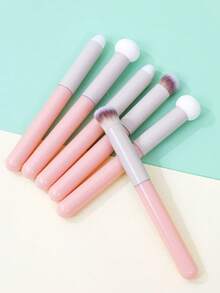 2件套木质专业可爱化妆刷套装，面部刷具，女士礼物，包含粉底刷、遮瑕刷、腮红刷、修容刷、古铜粉刷、散粉刷 - 西瓜粉 - 查看 7