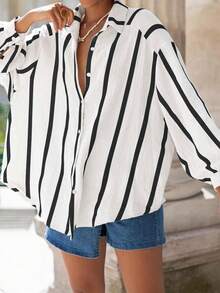 Áo khoác cardigan dáng rộng cỡ lớn, kiểu dáng thanh lịch, thoải mái, phù hợp cho công sở, phong cách mới mùa xuân. - Đen và trắng - Xem 4