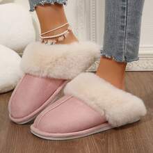 Slippers For Women Fuzzy Warm Non Slip Sole Easy Wear Indoor Shoes - 粉色 - 查看 3