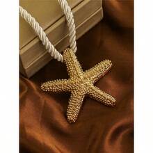 1pc Beach Style Exaggerated Starfish Pendant Chunky Rope Necklace, For Vacation - 1 - View 2