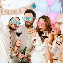 8/12 件婴儿洗澡性别揭示眼镜蓝色和粉色太阳镜无框女孩队和男孩队装饰性别揭示派对 - 彩色 - 查看 6