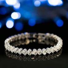 Internet Celebrity Super Hot Heart-Shaped High-Grade Diamond-Plated Silver Roman Bracelet For Girls Fashion Crystal Bracelet Hand String Hand Jewelry - 銀色 - 查看 4