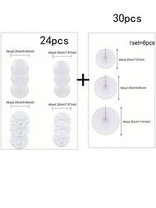 Set mit 12 Stück/24 Stück/36 Stück weiße und rosa Papier Laterne Blumen, für Hochzeitsdekoration, Party, Geburtstag, Einweihungsfeier, Deckendekorationen - Weiss - Übersicht 12